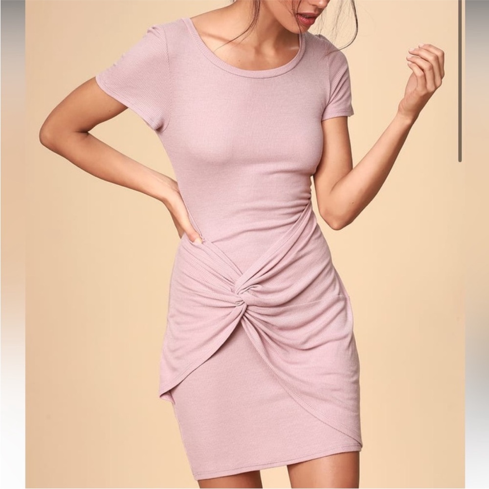 Lulu's Blush Knit T-Shirt Dress